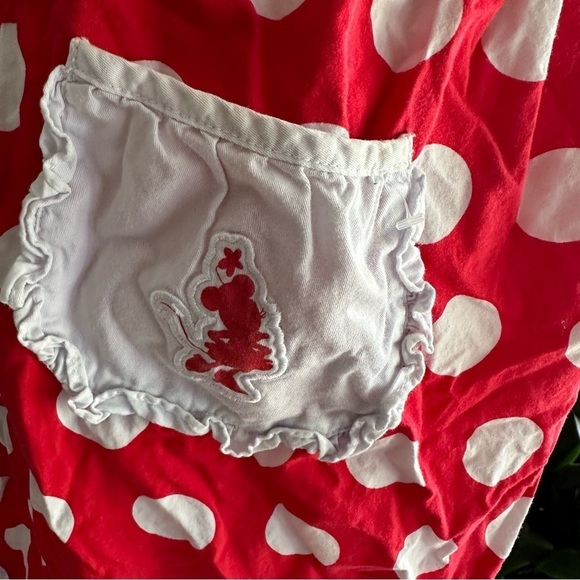Minnie Mouse Disney Parks Red White Polka Dot Apron Ruffled Tie Waist w/ Pocket - Picture 8 of 12